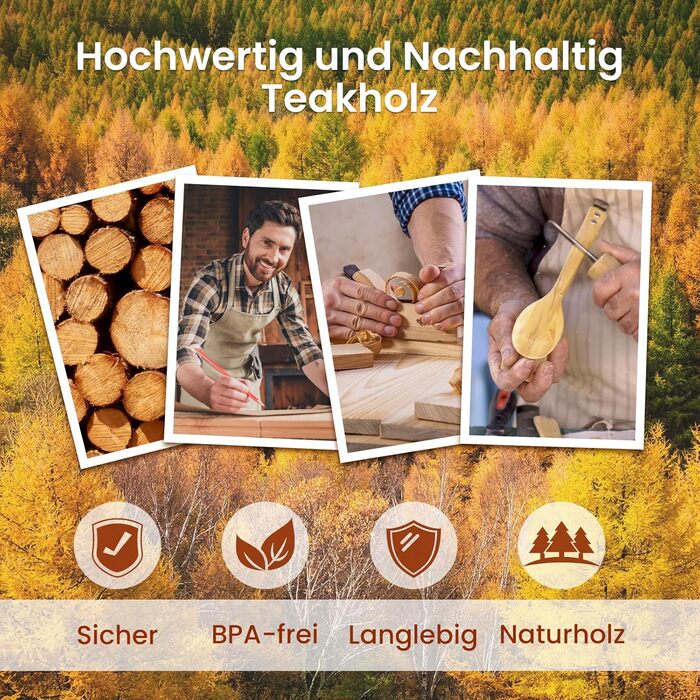 Набір кухонного приладдя з натурального тикового дерева 9 предметів Mooues