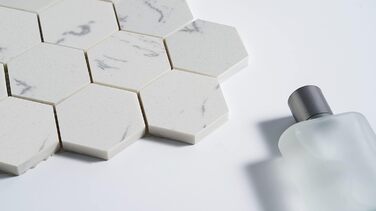 Мармурова мозаїчна плитка для кухонного фартуха, підлоги у ванній кімнаті, колекція шестикутників 5,1 см, шестикутник 5,1 см x 5,1 см, 30,5 см x 30,5 см x 1,6 см, шліфована (коробка з 5 аркушів) (Коробка з 5 аркушів, біла)