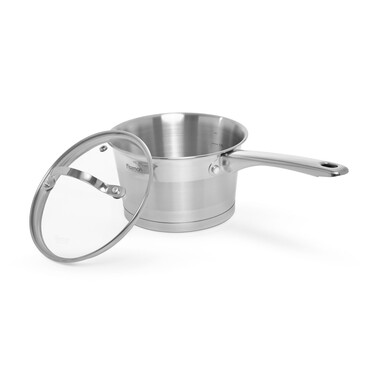 Ковш Fissman TIERNO 16x9,5 см/1,5 л со стеклянной крышкой нержавеющая сталь (5488)