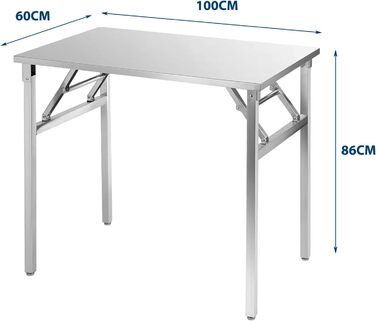 Складаний стіл з нержавіючої сталі 100 x 60 х 86 см FINEUNAN