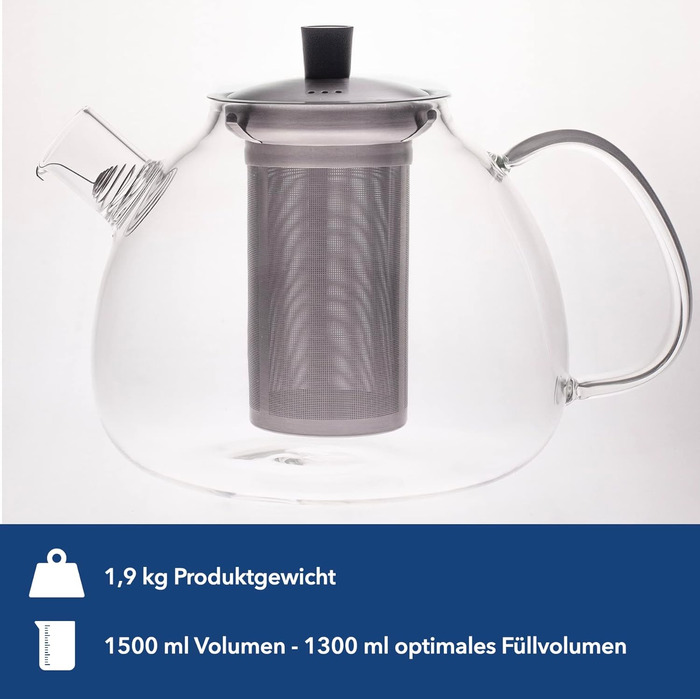 Заварочный чайник с сетчатого фильтра - 1,5 литра, Hanseküche