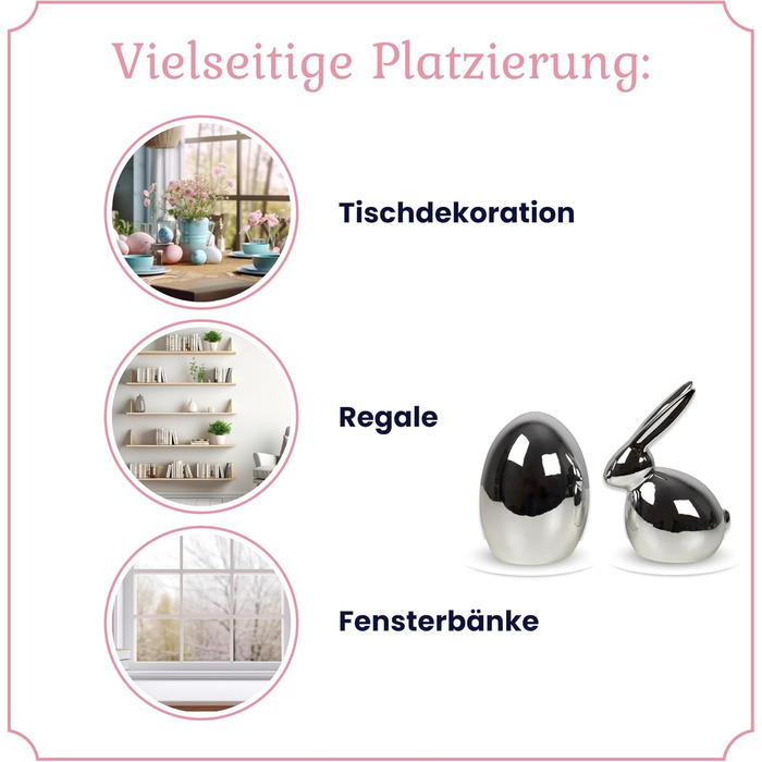 Набір декоративних елементів Heitmann керамічна пасхальна прикраса під порцеляну, для встановлення, біла, приблизно 12,5 x 10,5 x 8 см (яйце та кролик)