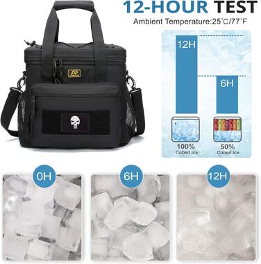 Тактична ланч-сумка для чоловіків 12,3 л чорна Bunnychic