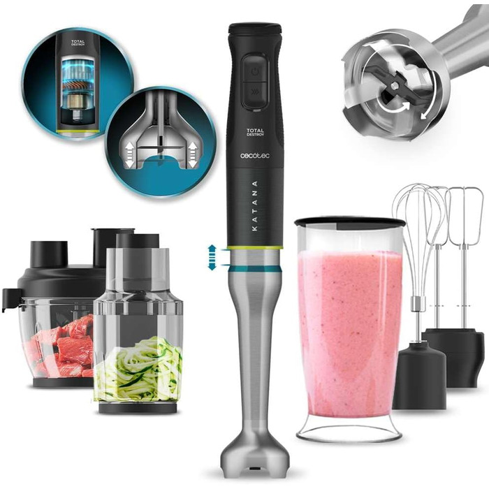 Ручний блендер 1500 Вт Katana TotalDestroy з аксесуарами, набір 6 предметів Cecotec