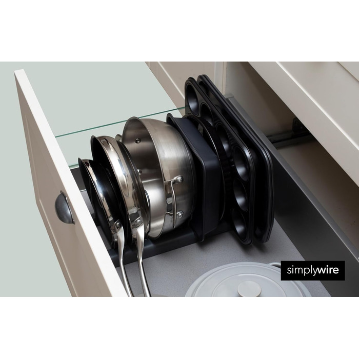 Тримач для посуду розсувний, чорний Simplywire