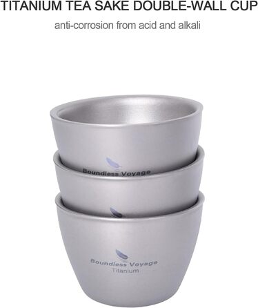 Маленька титанова чашка з подвійними стінками Легка чашка для еспресо Міні-чашка для вина Sake Багаторазовий кемпінг на відкритому повітрі Міцний посуд для напоїв Портативний посуд 2 шт. /комплект Ti3089D (3 шт. /комплект Ti3089d)