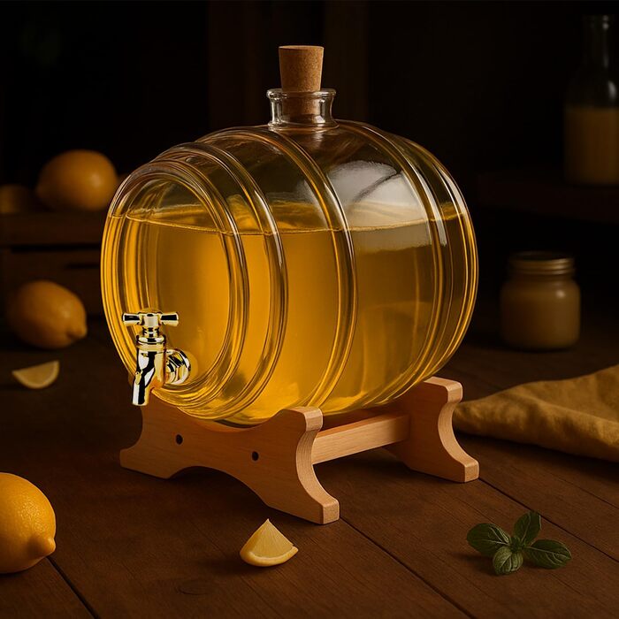 Стеклянный диспенсер бочки с краном 4 л SUPERBUTELKI.PL