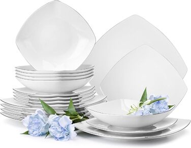 Набор посуды konsimo Combi на 12 персон Набор тарелок CARLINA Modern 36 предметов Столовый сервиз - Сервиз и наборы посуды - Комбинированный сервиз 12 персон - Сервиз для семьи - Посуда Столовая посуда (Столовый сервиз 18 дней, Platinum Edges)
