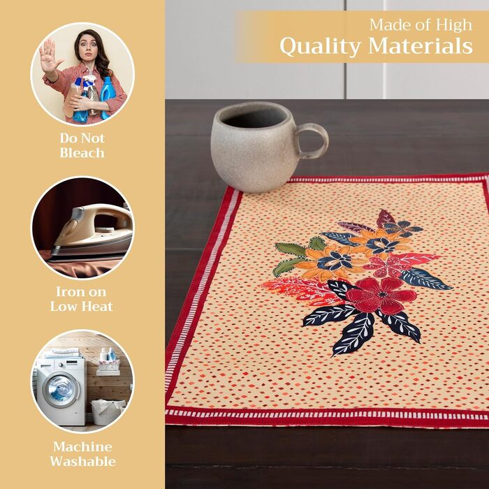 Бавовняні килимки, набір з 4 шт. , декоративні килимки, пасхальні килимки, що миються, для свят, вечерь, весни, літа (33 см x 48 см) (07 - Калахарі), 39Hermine, 100