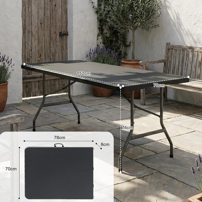 Складной фуршетный стол 152 х 70 х 74 см черный Sekey