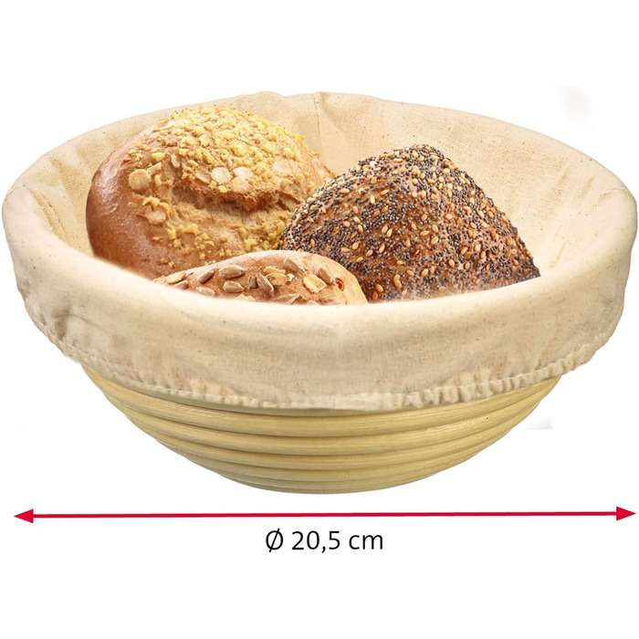 Кошик для вистоювання Westmark, для тіста для хліба 1500-2000 г, овальний, довжина приблизно 40 см, ротангова тростина, світло-бежева, 32022270 (набір з 2 шт. , Ø 20,5 см)