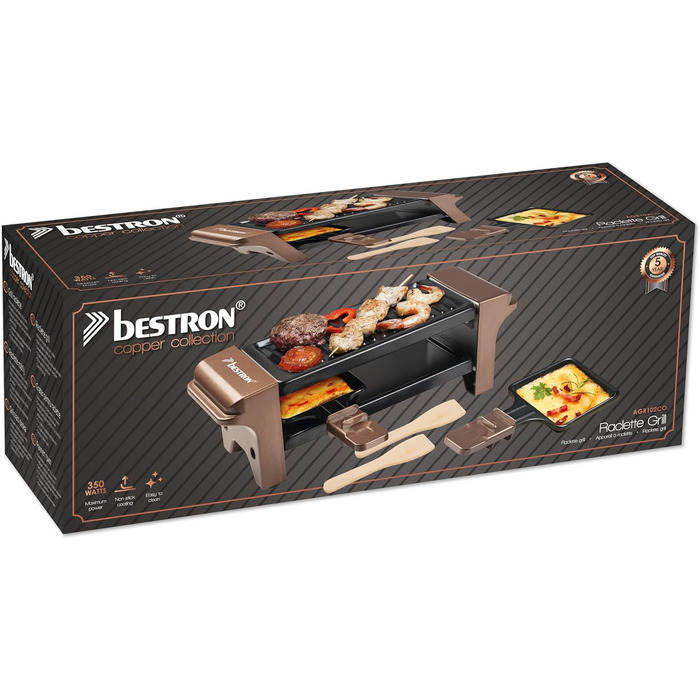 Раклетниця-гриль на 2 персони 350 Вт мідний Copper Collection Bestron