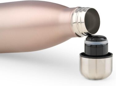 Пляшка для води Blumtal з нержавіючої сталі - Герметична ізольована пляшка - Пляшка для води без бісфенолу А для гарячих та холодних напоїв - Двостінна ізольована пляшка - Ізоляційна пляшка, стійка до іржі, дерево/срібло (18 - металевий рожевий, 750 мл)