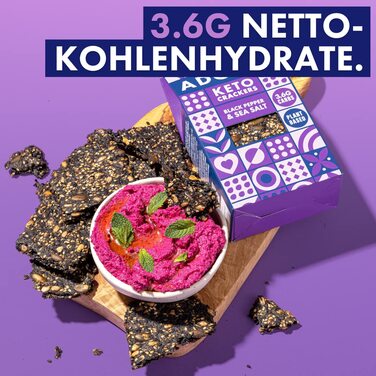 Кето крекеры с черным перцем и морской солью, 10 упаковок по 60 г Adonis