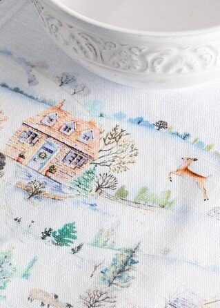 Бавовняні килимки для серветок, набір з 4 шт. , декоративні килимки для серветок, пасхальні килимки, що миються, для свят, вечерь, весни, літа (33 см x 48 см) (28 - Snowy World), 39Hermine 100