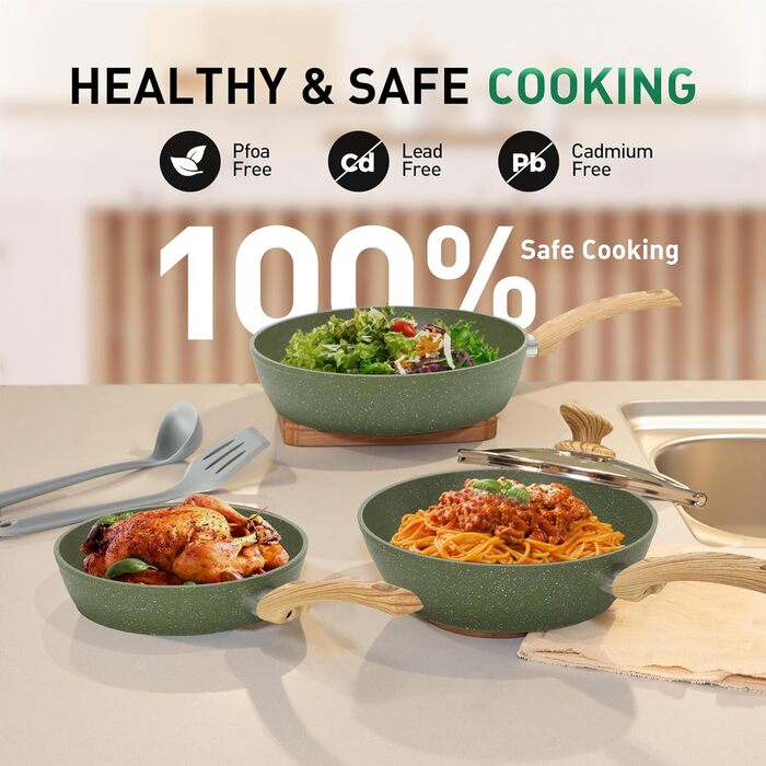 Набір кухонного посуду, 30 предметів, зелений Kitchen Academy