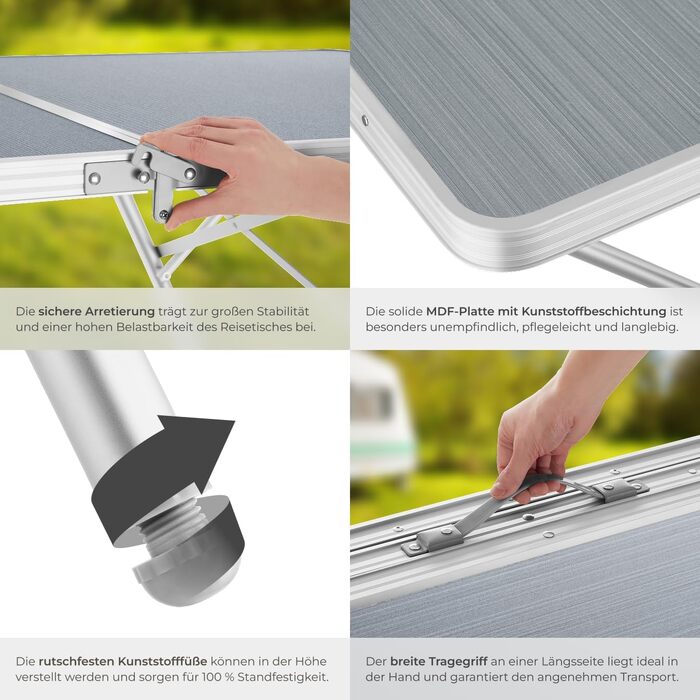 Кемпинговый стол с ремнем для переноски 180 х 70 х 70,5 см tectake