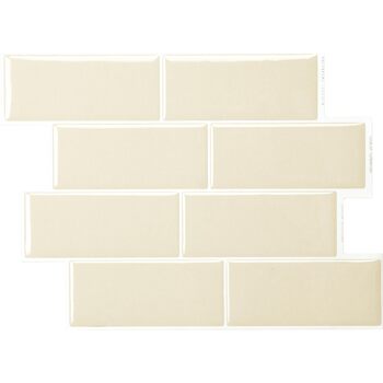 Наклейки на плитку, що самоклеяться - Набір з 5 аркушів 29,36 см x 21,29 см - 3D самоклеючі ПВХ наклейки на фартух для кухні, ванної кімнати та стін, кольорова та водонепроникна плитка (Tripoli Beige)