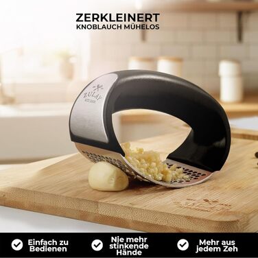 Кухонный пресс для чеснока с мягкой черной ручкой Zulay Kitchen