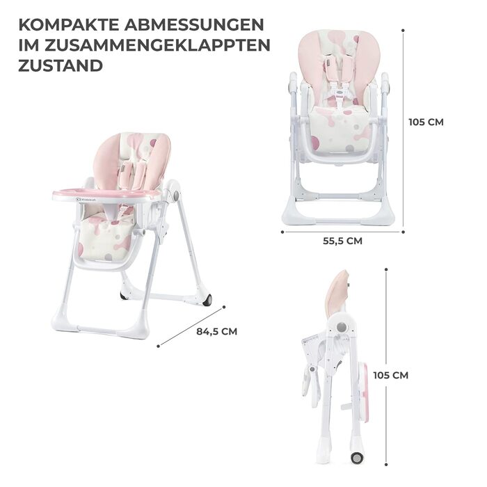 Дитячий стільчик для годування з перших місяців життя рожевий YUMMY kk Kinderkraft