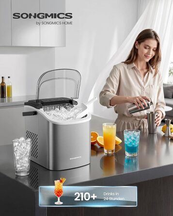 Ледогенератор для дома и путешествий 9 кубиков за 6 минут серебристо-серый SONGMICS
