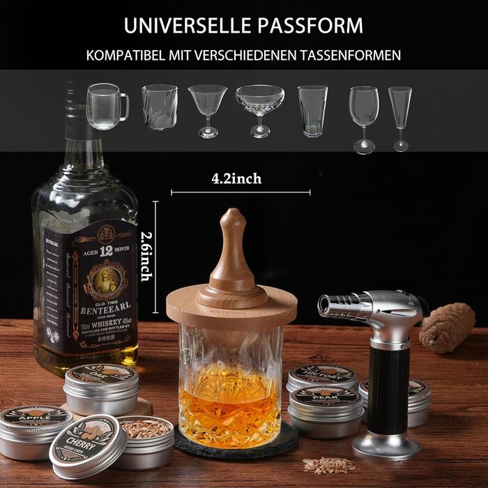 Набор для копчения виски с факелом 6 вкусов ASOVNIS