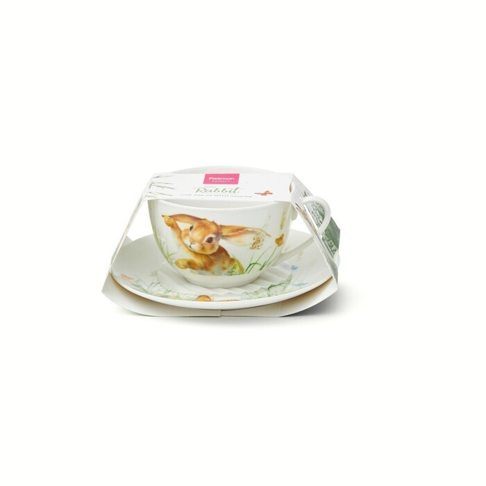 Кухоль Fissman RABBIT 200 мл з блюдцем порцеляна (13727)
