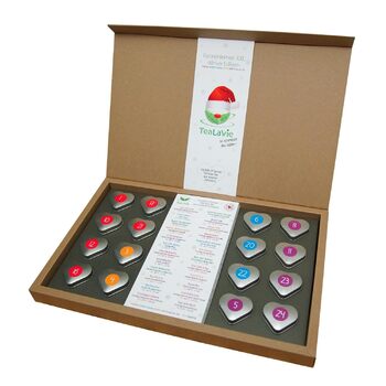 Чайний адвент-календар 2025 24 високоякісні розсипні чаї в елегантних чайних бляшанках Ручна робота З Різдвом Христовим, З Новим роком (Набір), Ханука - даруйте зараз на Різдво 2025 220 г (Зимове видання XXL)