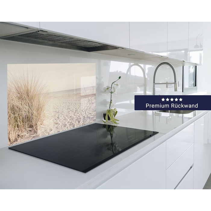 Фартух для плити timalo, настінна раковина, кухонний фартух, скляний вигляд Акрилове скло 2 мм Скляний фартух, акрилові скляні кухонні панелі, захисна панель для фартуха Мармурове біле золото (60x52 см, 106- Reed Beach)