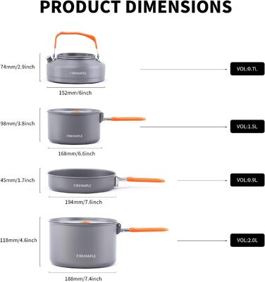 Набір посуду для кемпінгу помаранчевий Fire-Maple