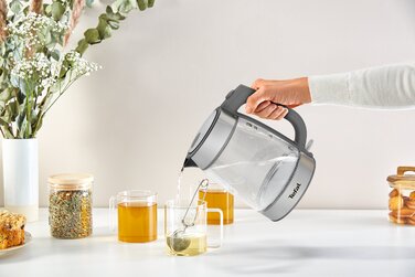 Tefal Електрочайник Glass Kettle, 1,7л, скло, сірий