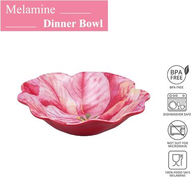 Набір меламінових мисок UP ware, миски у формі квітки для пасти, рису, супу та салату, без BPA, придатні для миття в посудомийній машині, ударостійкі, сині, 17,8 см, 6 предметів (Happy Holidays)