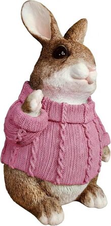 Декоративні фігурки великоднього зайчика у рожевому светрі colourliving