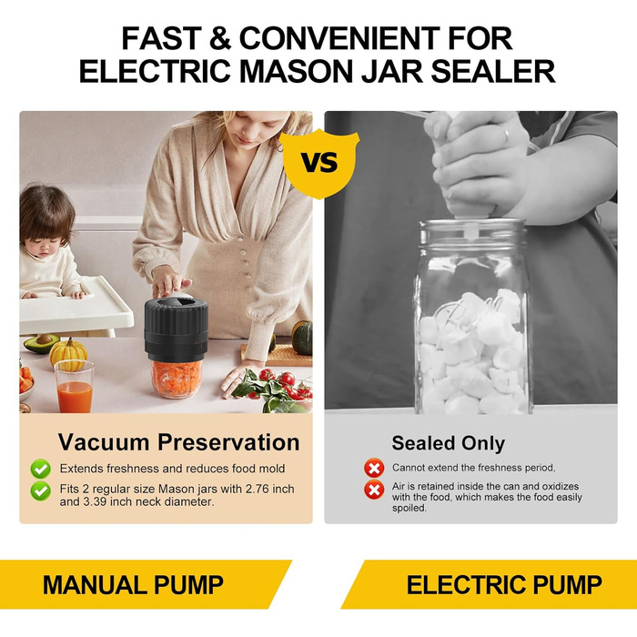 Електричний вакуумний пакувальник для банок Мейсона HUIJUTCHEN