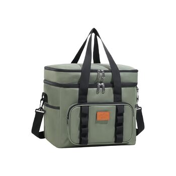 Водонепроникна термосумка для пікніка для кемпінгу, пляжних поїздок, регульований ремінь, містке відділення-холодильник, конструкція для зберігання, ізольовані продукти для використання на свіжому повітрі (зелена)