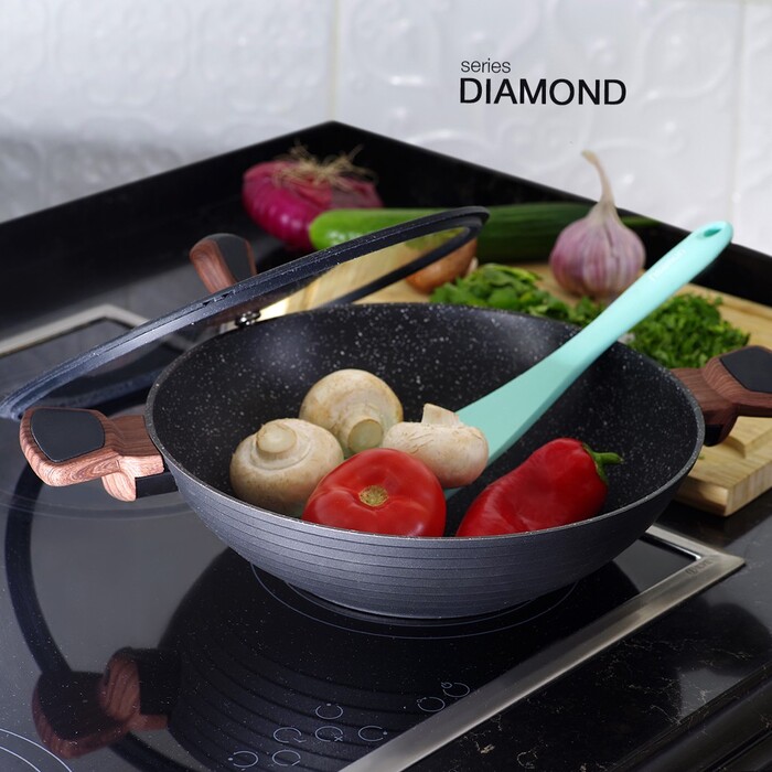 Сковорода Fissman DIAMOND 28x8 см 3,6 со стеклянной крышкой (14303)