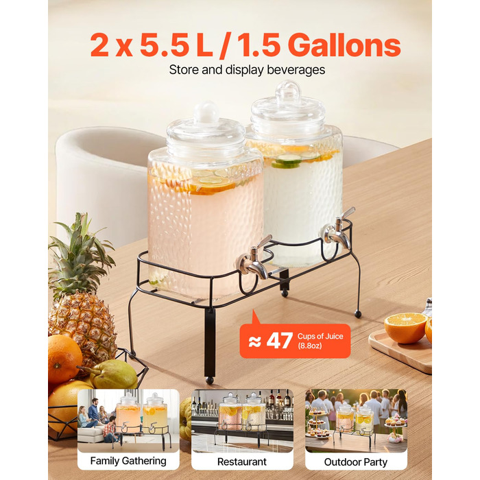 Диспенсер для напоїв  з двома резервуарами 5,5 л VEVOR