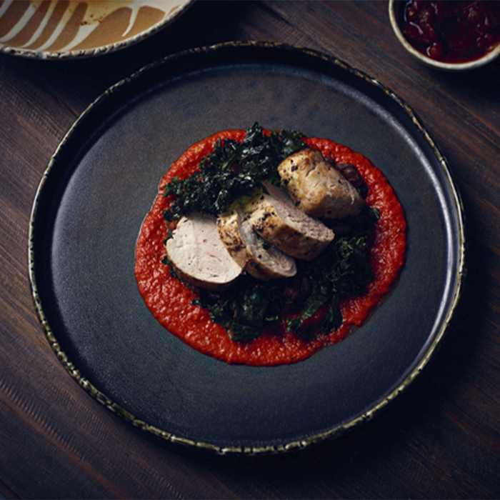 Тарелка презентационная с бортиком 26*h 2 см, Terra Porcelain Roko Cinder Black, GenWare