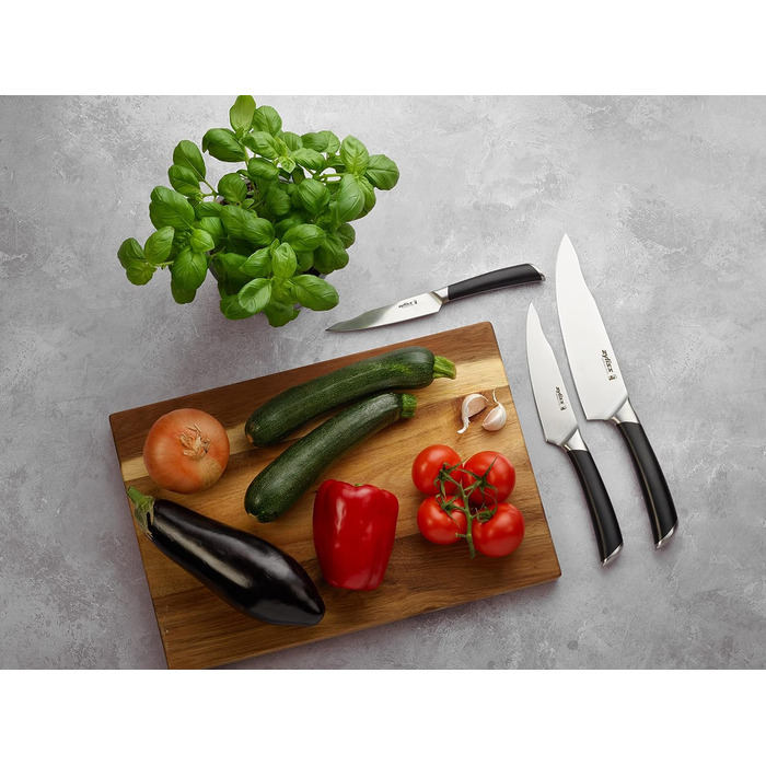 Німецька нержавіюча сталь, чорна ручка, кухонний ніж, можна мити в посудомийній машині, гарантія 25 років (набір ножів 3 шт. и), 920268 Comfort Pro