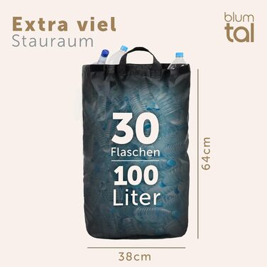 Контейнер для збору пляшок Blumtal Deposit 150 л з 2 відділеннями - Бамбуковий органайзер для пляшок - Збірник порожніх пляшок - Збірник пляшок - Контейнер для збору порожніх пляшок з отвором - Збірник порожніх пляшок (чорний, додатковий мішок для пляшок 