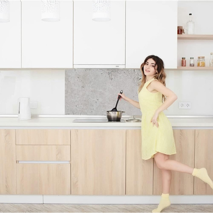 Дизайнерський кухонний бризкозахисний екран з алюмінієвого композиту, кухонний фартух, товщина 3 мм, 60x100 см, (крупний бетон)