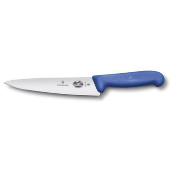 Кухонный нож Victorinox Fibrox Carving лезвие 25см с синим цветом. Ручка