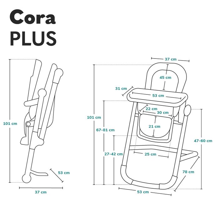 Стільчик для годування LIONELO Cora, регульований стільчик для годування, знімний піднос, нековзний, від 6 до 36 місяців, 5-точковий ремінь безпеки, максимальне навантаження 15 кг (зелений, плюс)