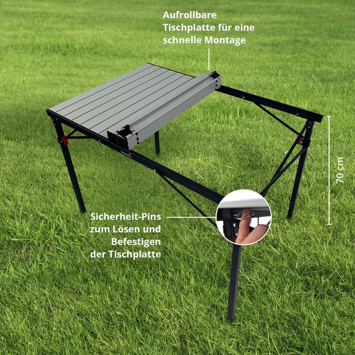 Алюминиевый раскладной стол 107 х 70 х 70 см Skandika