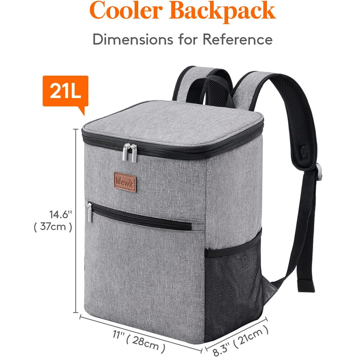 Рюкзак-холодильник Рюкзак-холодильник Сумка-холодильник Сумка для пикника Большая изолированная сумка-холодильник Мужчины Женщины Для Пляжа / Пикника / Кемпинга / Барбекю / Пеших прогулок, Серый, 24L Cool