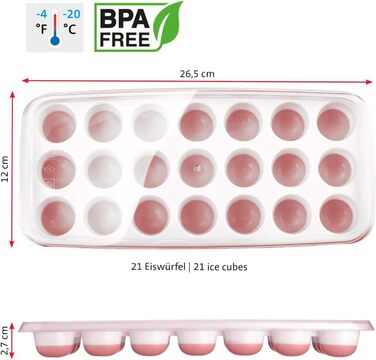 Льодогенератор Westmark Ice Cube Maker Cube форма для льоду з кришкою, для приготування 6 великих кубиків льоду, прозорий/червоний/білий пластик, без BPA, великий (круглий, маленький)
