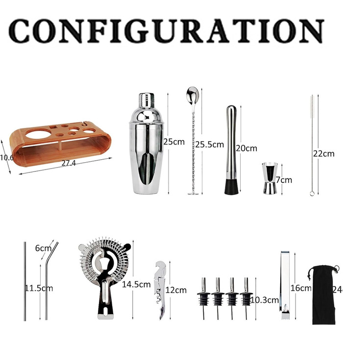 Профессиональный набор для приготовления коктейлей из нержавеющей стали HEdir