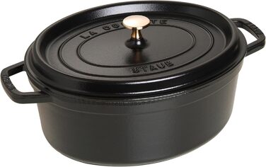 Чавунна жаровня/кокот STAUB, овальна 33 см, 6,7 л, чорна 33 см Чорний