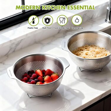 Кухонний друшляк-сито з 2 ручками 25 см Greentainer