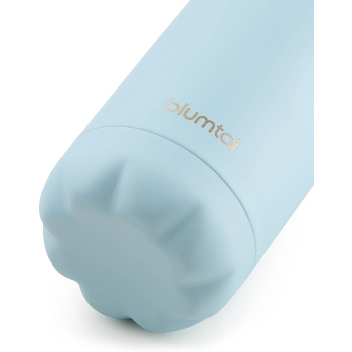 Пляшка для води Blumtal з нержавіючої сталі - Герметична ізольована пляшка - Пляшка для води без бісфенолу А для гарячих та холодних напоїв - Двостінна ізольована пляшка - Ізоляційна пляшка, стійка до іржі, дерево/срібло (04 - Світло-блакитний, 350 мл)